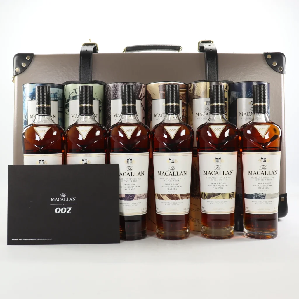 The Macallan James Bond 60th Anniversary | Complete Collection Decades I-VI | Globe Trotter Case | 6 x 70cl | 43.7% ABV | 300 Sets Worldwide
